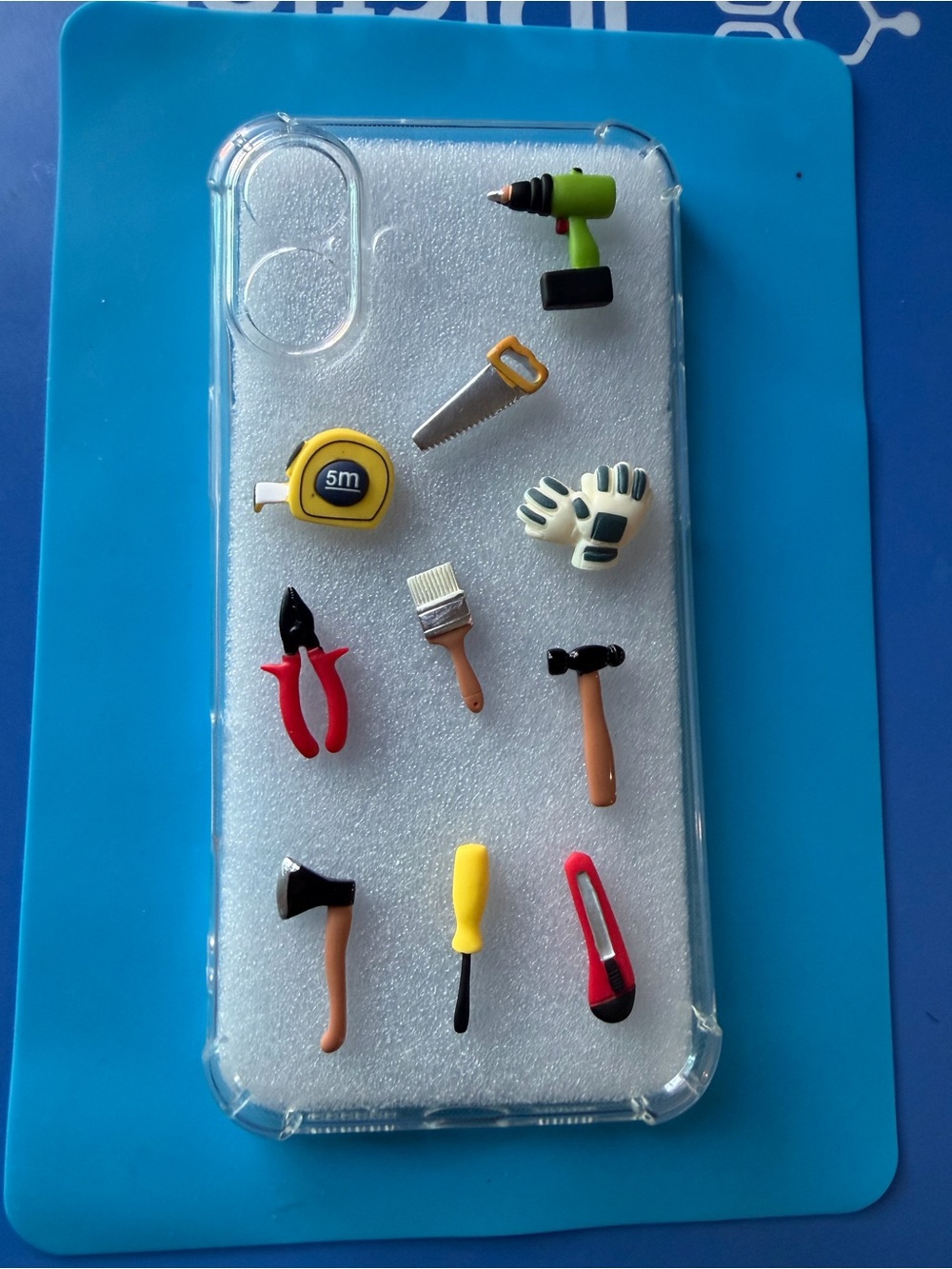 Clear Tool-Themed Phone Case - Blue Accent